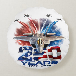 Cojín Redondo Cumpleaños Patriótico del 4 de Julio de 250 años