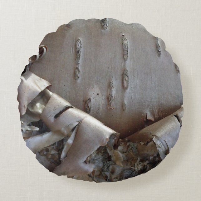 Cojín Redondo Curly Birch Bark Tree Rustic (Anverso)