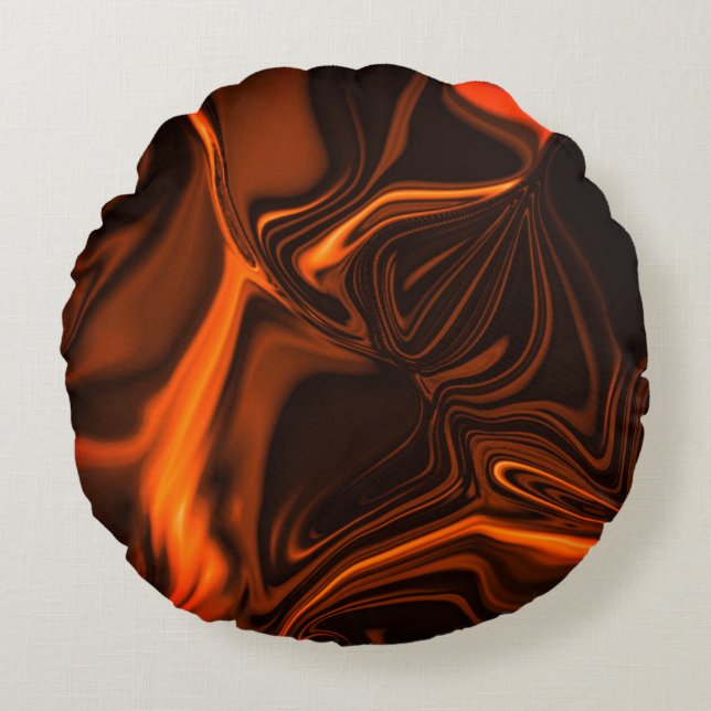 Cojín Redondo Curvas o ondulaciones de coral sobre fondo oscuro (Anverso)