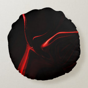 Cojín Redondo Curvas, ondulación en fondo rojo más oscuro y negr