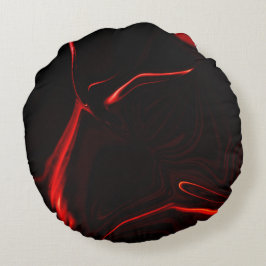Cojín Redondo Curvas rojas o ondulación en fondo rojo más oscuro
