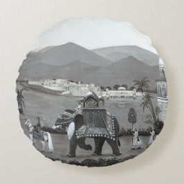 Cojín Redondo Cushiro de impresión de arte del patrimonio indio