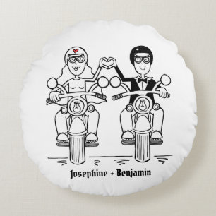 Cojín Redondo Cushiro de lanzamiento de Boda de motociclismo per