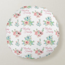 Cojín Redondo Custom Cacti Floral Round Pillow