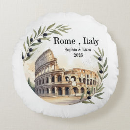Cojín Redondo Custom Colosseum Wedding or Honeymoon Keepsake
