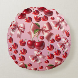 Cojín Redondo Custom Coquette Heart Bow Pattern Wrapping Paper