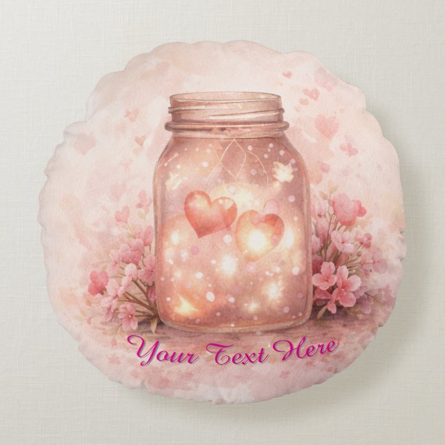 Cojín Redondo Custom Heart Jar Round Pillow (Anverso)