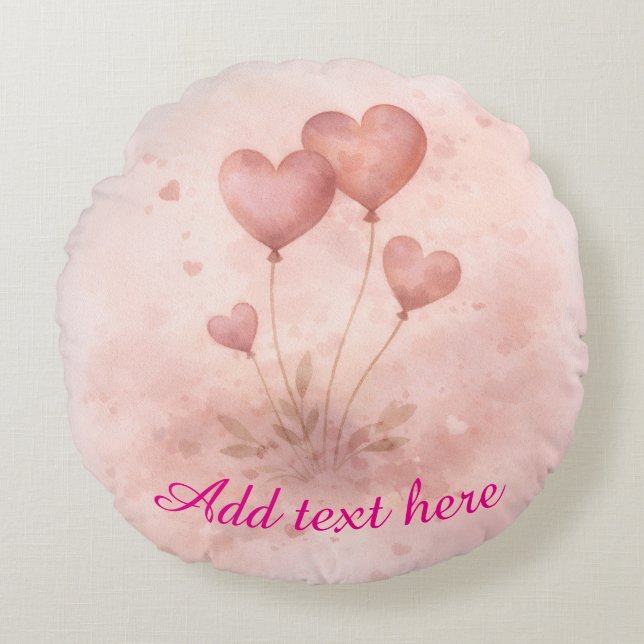 Cojín Redondo Custom Round Heart Balloon Pillow (Anverso)