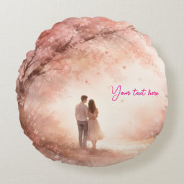 Cojín Redondo Custom Round Pillow – Romantic Couple Design