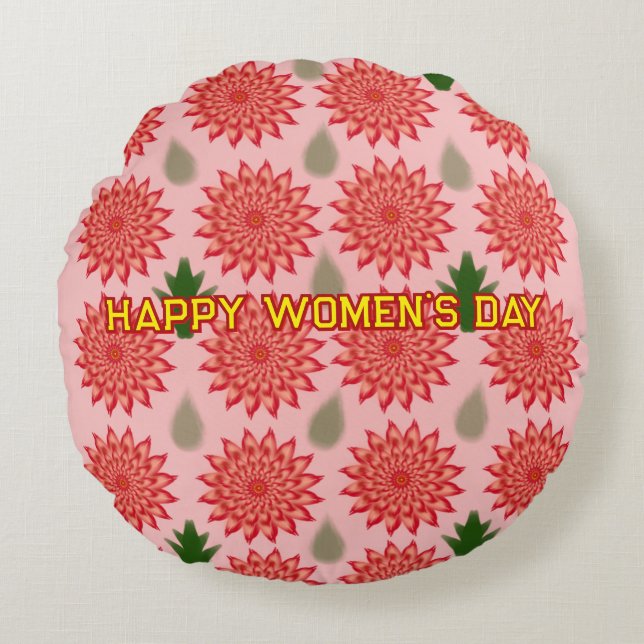 Cojín Redondo Custom Spring Flower Women's Day PatWrapping Paper (Anverso)