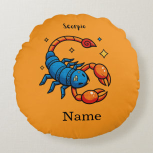 Cojín Redondo Cute Arte Pop Signo Zodiacal Escorpio Horóscopo