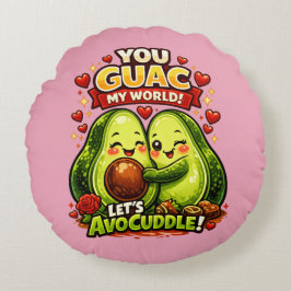 Cojín Redondo Cute Avocado Valentine’s Love Design, kawaii Love