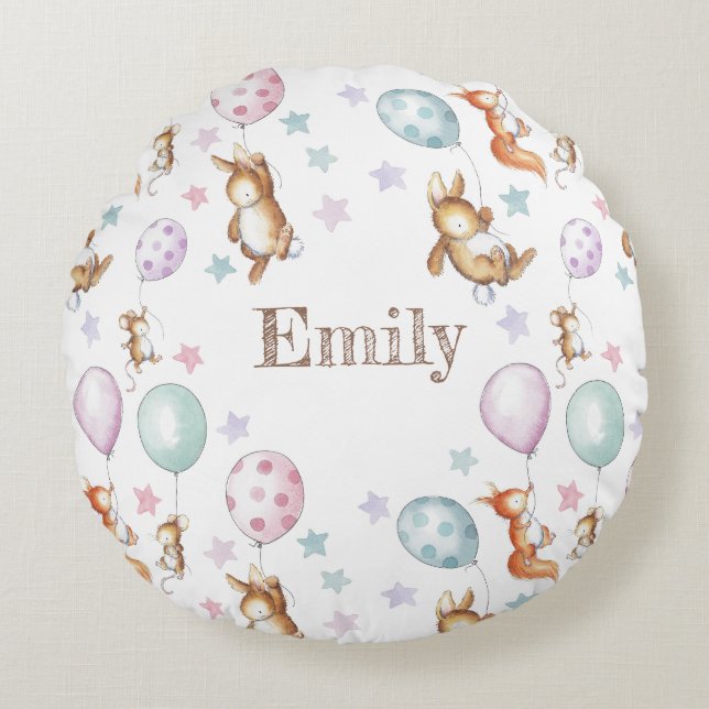 Cojín Redondo Cute Baby Woodland (Anverso)