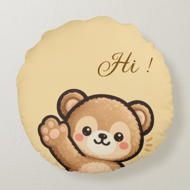 Cojín Redondo Cute Bear Round Pillow | Kawaii Home Decor Cushion (Reverso)