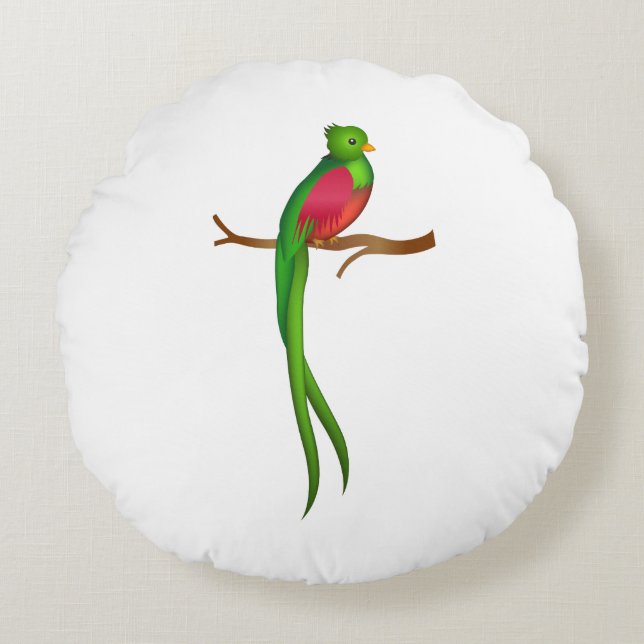 Cojín Redondo Cute bird Quetzal (Anverso)