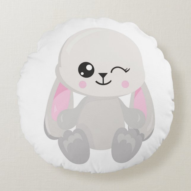 COJÍN REDONDO CUTE BLANCO BLANCO BLANCO AZUL FRENTE Y ATRÁS (Anverso)