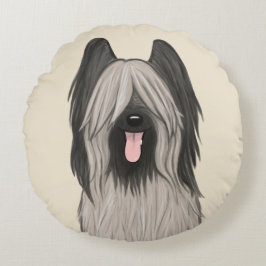 Cojín Redondo Cute Briard Cartoon Dog