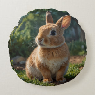 Cojín Redondo Cute Bunny jardín de cottage inglés de Pascua 