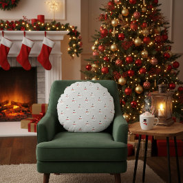 Cojín Redondo Cute Button Snowmen Grey