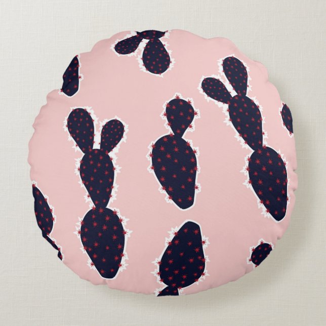 Cojín Redondo Cute cactus seamless pattern sweet mood and tone,  (Anverso)