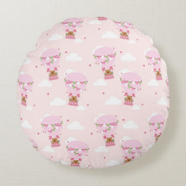 Cojín Redondo Cute Capybara Hot Air Balloon