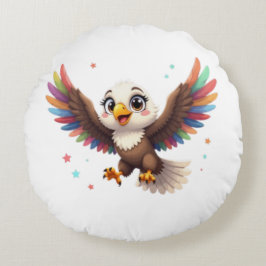 Cojín Redondo Cute Cartoon Eagle Flying – Friendly Vector Art