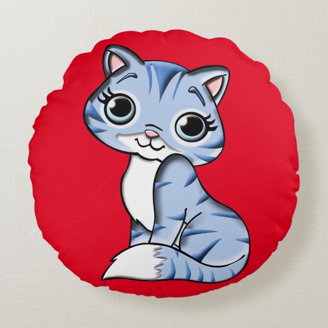 COJÍN REDONDO CUTE CAT DOLL ROUND PILLOW (Anverso)