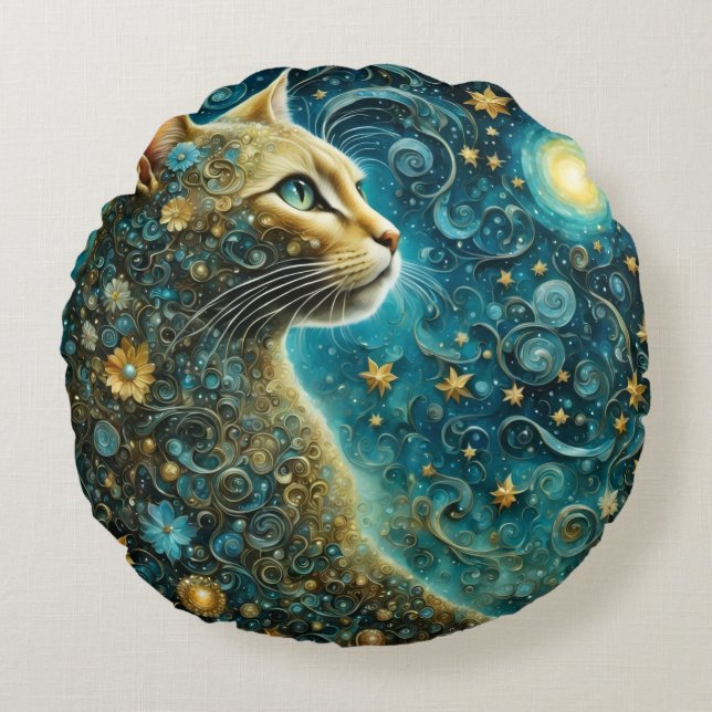 Cojín Redondo cute cat Round Pillow (Anverso)