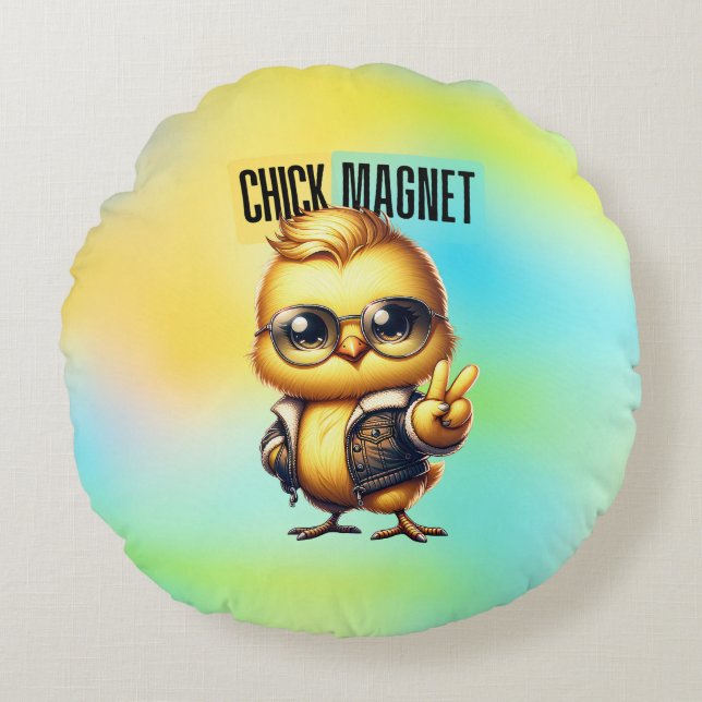 Cojín Redondo Cute Chick Magnet Funny Easter-54546 (Anverso)