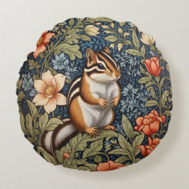 Cojín Redondo Cute Chipmunk William Morris Inspiró Floral