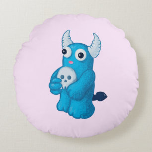 Cojín Redondo Cute Demon Skull - Caricatura de Halloween