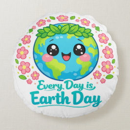 Cojín Redondo Cute Earth Day Throw Pillow