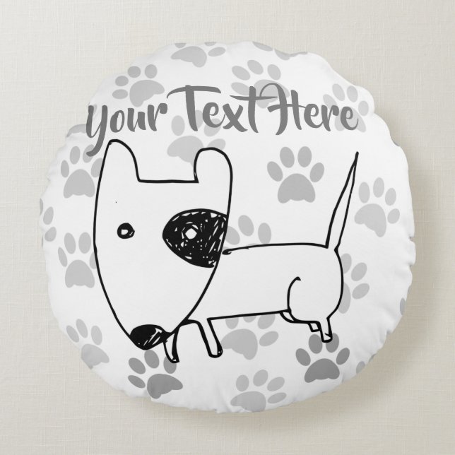 Cojín Redondo Cute English Bull Terrier (Anverso)