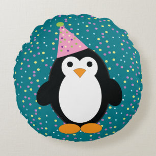 Cojín Redondo Cute Fiesta Penguin