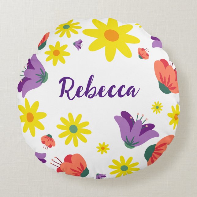 Cojín Redondo Cute Floral (Anverso)
