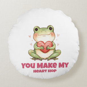 Cojín Redondo Cute Frog Camiseta de San Valentín