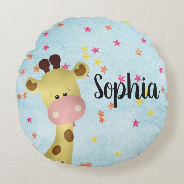Cojín Redondo Cute Giraffe (Anverso)