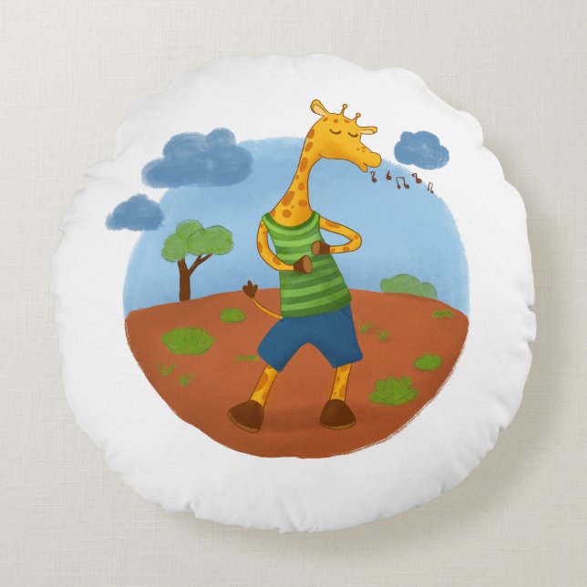 Cojín Redondo Cute Giraffe Throw Pillow (Anverso)