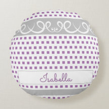 Cute Girly Purple Polka Dots & Swirls Script Name