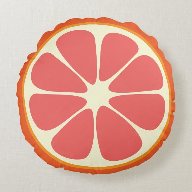 Cojín Redondo Cute Grapefruit Funny Foodie Citrus Fruit Slice (Anverso)