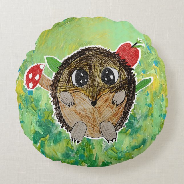 Cojín Redondo Cute Hedgehog (Anverso)