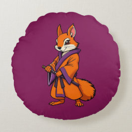 Cojín Redondo Cute Japanese Samurai Squirrel
