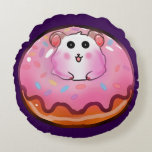 Cojín Redondo Cute Kawaii Hamster in Pink Frosted Donut Art<br><div class="desc">Satisfy your sweet tooth with this incredibly cute hamster and donut design! The artwork showcases a cheerful little hamster peeking out from the hole of a huge, glossy pink donut complete with colorful sprinkles. This fun, kawaii-style illustration is perfect for children's clothing, sweet birthday party invitations, cute stickers, or as...</div>