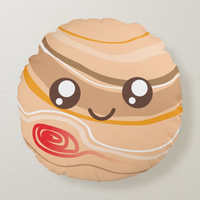Cojín Redondo Cute Kawaii Planet Jupiter (Anverso)