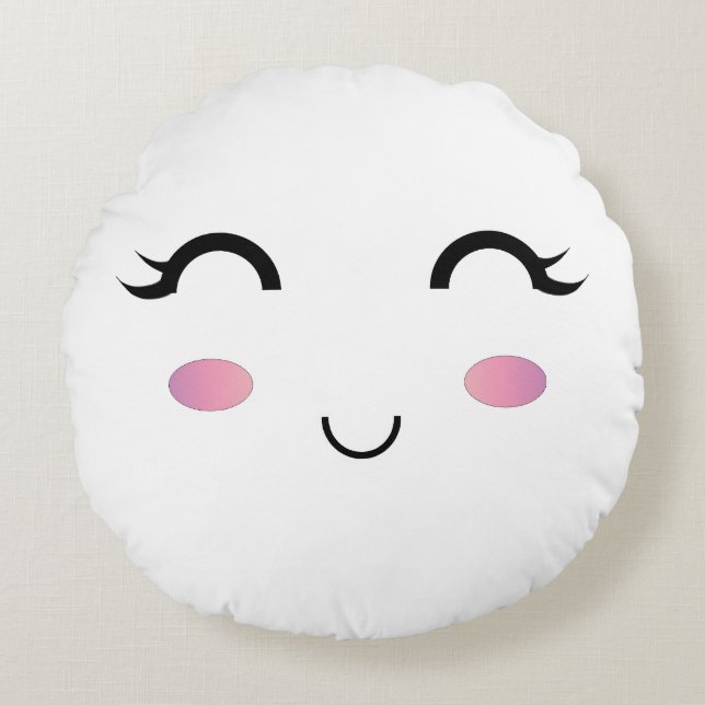Cojín Redondo Cute Kawaii Sonríe Pillow (Anverso)