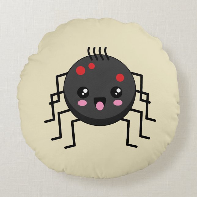 Cojín Redondo Cute Kawaii Spider (Anverso)