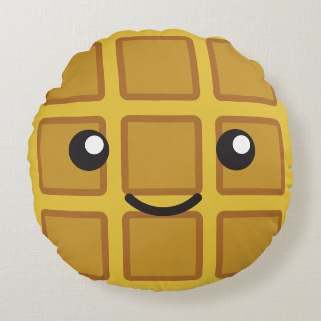 Cojín Redondo Cute Kawaii Waffle (Anverso)