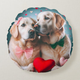 Cojín Redondo Cute labrador couple valentine's day