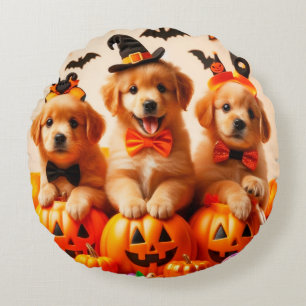 Cojín Redondo Cute labrador puppies halloween