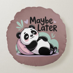 Cojín Redondo Cute Lazy Panda – “Quizás Más Tarde” Panda Relajan